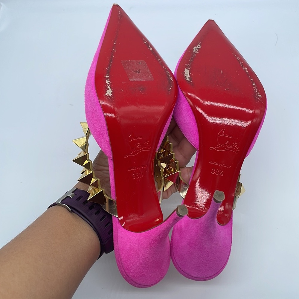 Christian Louboutin Hot pink Planet Choc 80 Suede Mule Pumps 38.5 - Picture 8 of 10